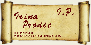 Irina Prodić vizit kartica